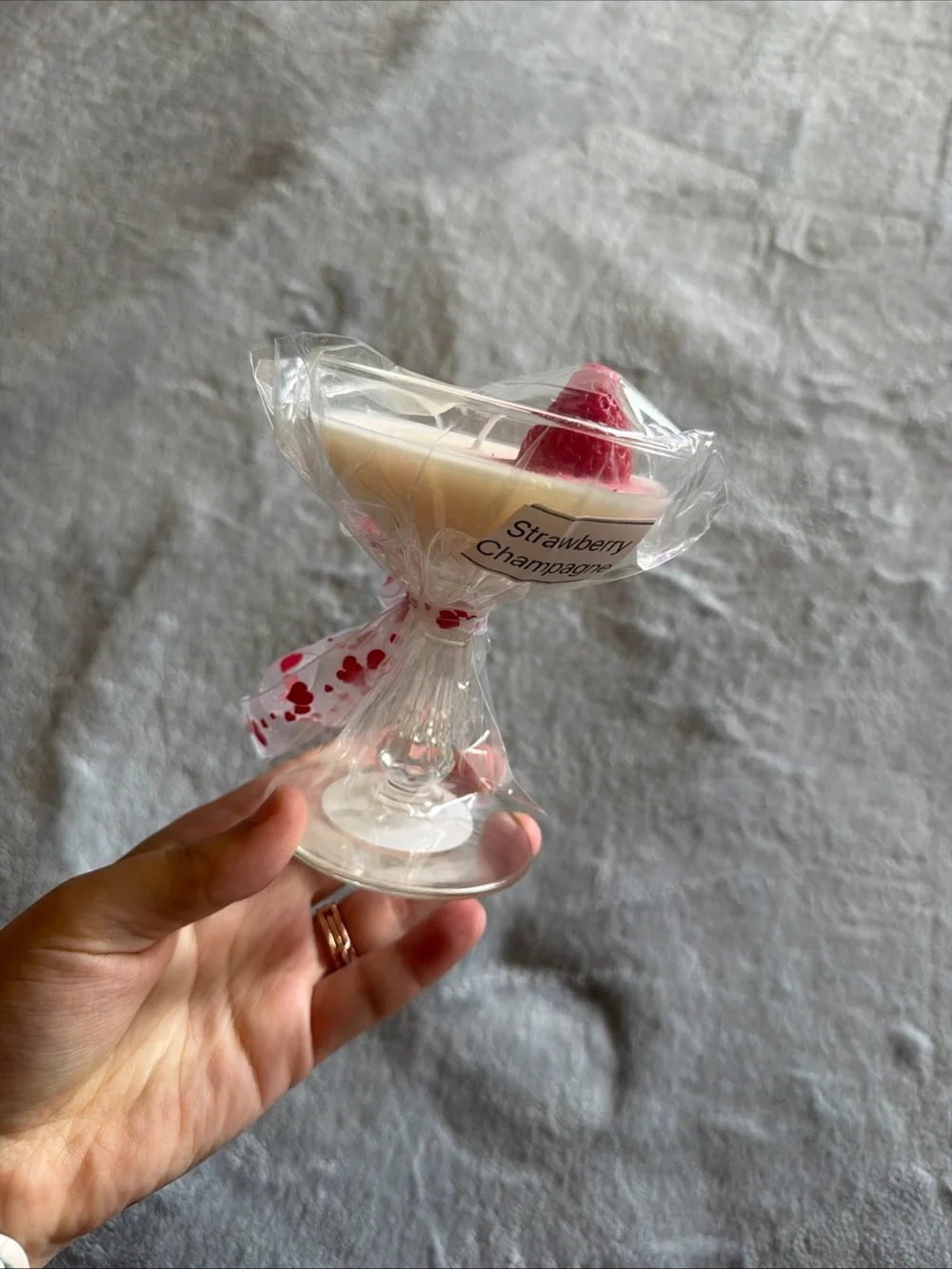 Strawberry Champagne Martini Glass Candle Decorative Dessert Candle Gift New